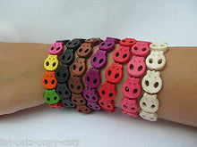 Load image into Gallery viewer, QUALITY UNISEX STONE SKULL FASHION ELASTICATED FRIENDSHIP BRACELET WRIST BAND UK
