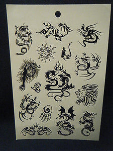 1x SHEET BLACK UNISEX ARTY CELTIC TIGER BUTTERFLY BAND DESIGNS TEMPORARY TATTOOS