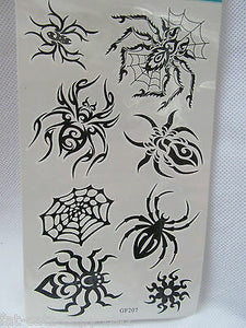 One Sheet black scary spider web insects halloween Temporary Tattoos UK Seller