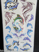 Load image into Gallery viewer, GIRLS LADIES BLUE DOLPHIN FISH SEA CREATURES TEMPORARY TATTOOS UKSELLER FREE P&amp;P
