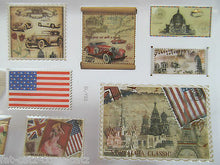 Load image into Gallery viewer, 1x SHEET VINTAGE STAMPS COUNTRY USA, UK CLASSIC 3D STICKERS UK SELLER FREE P&amp;P
