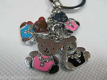 Load image into Gallery viewer, TEDDY BEAR ENAMEL KEYRING HANDBAG CHARM 4PIECE DIAMONTE
