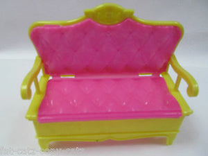 SMALL 8" DOLL SIZED LIVING SITTING ROOM FURNITURE PINK/YELLOW SOFA UK SELL