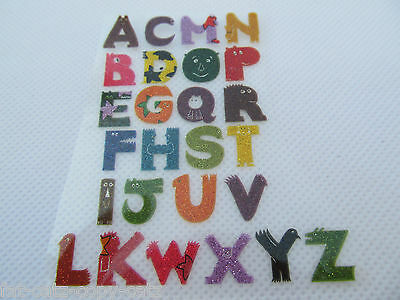 26x SMALL COLOUR QUALITY GLITTER LETTERS ALPHABET IRON ON SMOOTH PATCH UK SELLER