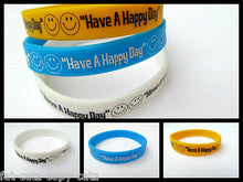 Load image into Gallery viewer, Fashion Have a Happy Day Smiley Happy Face Silicone Rubber Wrist Band UK Seller
