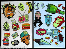 Load image into Gallery viewer, 1x LARGE SHEET ADULT GANGHAM STYLE BULLDOG MNK SUITCASE RE-USE STICKERS UKSELLER
