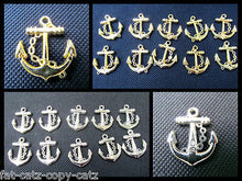 Load image into Gallery viewer, 10 x Plastic Anchor Kitsch Jewellery Craft Clothing Charms Silver or Gold Colour

