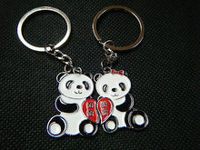 Load image into Gallery viewer, 2x LOVERS COUPLES CUTE MALE &amp; FEMALE PANDAS ENDANGERED ANIMALS LOVE YOU KEYRINGS
