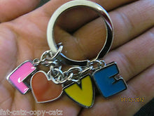 Load image into Gallery viewer, CUTE 4 PIECE VALENTINE LOVE LETTERS COLOURFUL ENAMEL KEYRING GIFT IDEA
