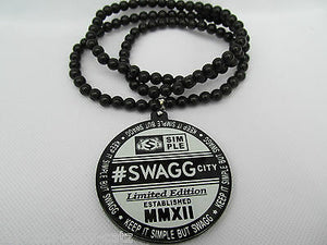 UNISEX "# SWAG CITY" ACRYLIC BEADED HIP HOP STYLE FASHION NECKLACE 33" UK SELLER