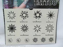Load image into Gallery viewer, Unisex Black Unisex Tribal Arty Celtic Circles Sun Temporary Tattoos UK Seller

