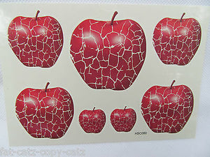 Quality Unisex Arty Cracked Mosaic Red Apples Fruit Temporary Tattoos UK Seller