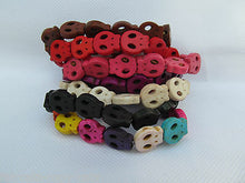 Load image into Gallery viewer, QUALITY UNISEX STONE SKULL FASHION ELASTICATED FRIENDSHIP BRACELET WRIST BAND UK
