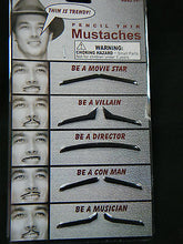 Load image into Gallery viewer, UNISEX NOVELTY FAKE JOKE FANCY DRESS PACK PENCIL THIN MOUSTACHES CON-MAN VILLAIN
