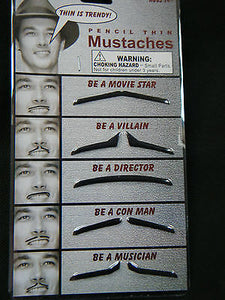 UNISEX NOVELTY FAKE JOKE FANCY DRESS PACK PENCIL THIN MOUSTACHES CON-MAN VILLAIN