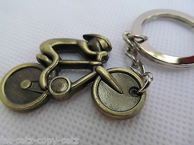 SOLID METAL 3 COLOURS SILVER BRONZE PRO CYCLING KEYRING CHARM GIFT IDEA UKSELLER