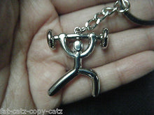 Load image into Gallery viewer, MENS BODY BUILDER WEIGHT LIFTING SILVER or RED METAL KEYRING GIFT IDEA UK SELLER
