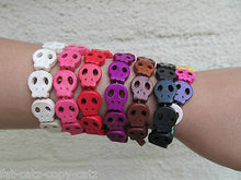 Load image into Gallery viewer, QUALITY UNISEX STONE SKULL FASHION ELASTICATED FRIENDSHIP BRACELET WRIST BAND UK
