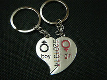 Load image into Gallery viewer, LOVERS SET BOY GIRL SYMBOL MAGNETIC HEART JIGSAW MALE &amp; FEMALE KEYRINGS UKSELLER
