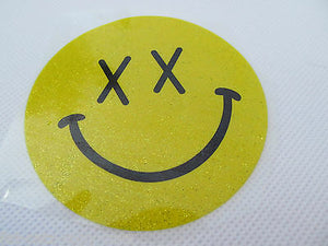 LARGE YELLOW SMILEY HAPPY FACE HEAT TRANSER IRON ON SMOOTH LOGO PATCH CLOTHES