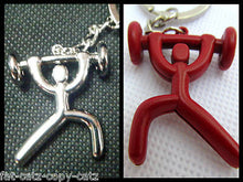 Load image into Gallery viewer, MENS BODY BUILDER WEIGHT LIFTING SILVER or RED METAL KEYRING GIFT IDEA UK SELLER
