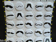 Load image into Gallery viewer, PACK OF 30 or 42 FASHION BLACK MOUSTACHE BADGES 40mm&amp;30mm GIFT PARTY BAG UKSELL
