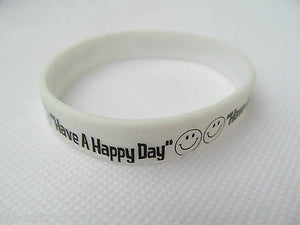 Fashion Have a Happy Day Smiley Happy Face Silicone Rubber Wrist Band UK Seller
