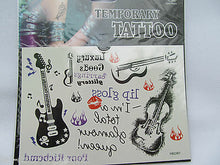 Load image into Gallery viewer, New Quality Black Guitar Volin Lips Words Lip Gloss Temporary Tattoos UK Seller
