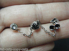 Load image into Gallery viewer, PAIR OF MULTI 3 EAR HOLE PUNK GOTH STYLE PIERCED EARRINGS SKULL ROSE HEART UK
