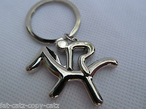 NEW SOLID METAL SILVER TONE HORSE RIDING JOCKEY KEYRING CHARM GIFT IDEA UKSELLER