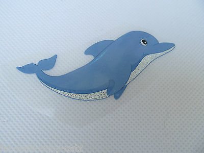 QUALITY BLUE CUTE FISH DOLPHIN GLITTER IRON ON SMOOTH PATCH FOR CLOTHES UKSELLER