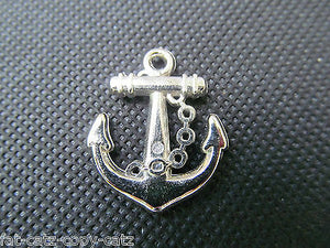 10 x Plastic Anchor Kitsch Jewellery Craft Clothing Charms Silver or Gold Colour