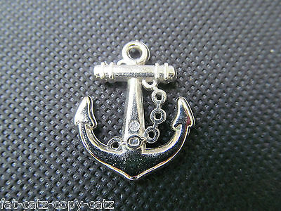 10 x Plastic Anchor Kitsch Jewellery Craft Clothing Charms Silver or Gold Colour