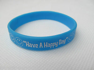 Fashion Have a Happy Day Smiley Happy Face Silicone Rubber Wrist Band UK Seller