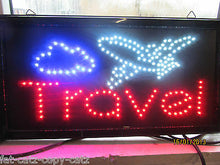Load image into Gallery viewer, BRIGHT FLASHING TRAVEL FLIGHT HOLIDAY WINDOW SHOP DISPLAY LED LIGHT SIGN UK SELL

