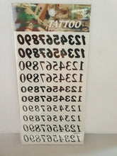 Load image into Gallery viewer, Unisex Numerical, Numbers Temporary Tattoos - 10 lines different fonts, for craft, body
