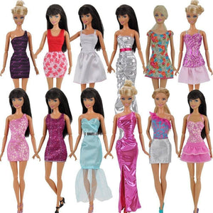 3x Quality Short Dolls Dresses & 3 Pairs Shoes - Random Selection Made for Barbie dolls