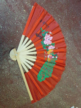 Load image into Gallery viewer, 5x Colourful Dancing Decorative Burlesque Japanese Geisha Traditional Chinese Folding Hand Fans Wedding Favours 23cm Span
