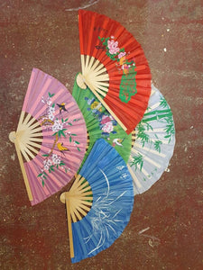 5x Colourful Dancing Decorative Burlesque Japanese Geisha Traditional Chinese Folding Hand Fans Wedding Favours 23cm Span