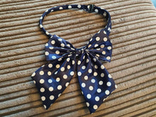 Load image into Gallery viewer, Blue Polka Dots Spotted Ladies Girls Fashion Adjustable Pre-Tied Neck Bow Tie One Size for Uniforms, Fancy Dress

