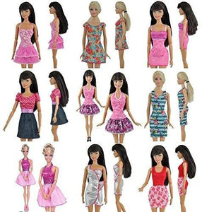 3x Quality Short Dolls Dresses & 3 Pairs Shoes - Random Selection Made for Barbie dolls