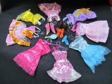 Load image into Gallery viewer, 3x Short Dolls Dresses &amp; 3 Pairs Shoes - Random Selection Made for Barbie Sized Dolls
